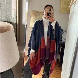 Francesca's Collections Navy and Tan Knit Top/shaw/poncho